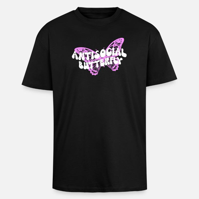 Graphique inspirant de fan papillon - T-shirt unisexe oversize épais - noir