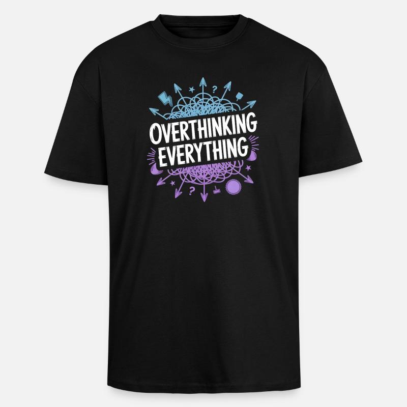 Overthinking Everything ADHS Chaos - Oversized Heavyweight Unisex T-Shirt - Schwarz