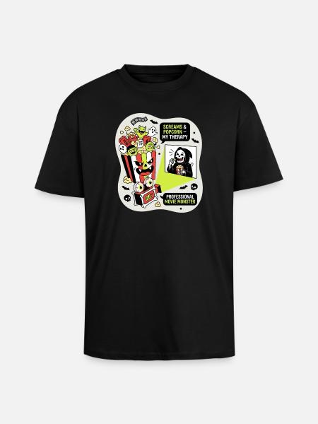 Popcorn Monster Therapy - Unisex Oversized Heavyweight T-shirt - black