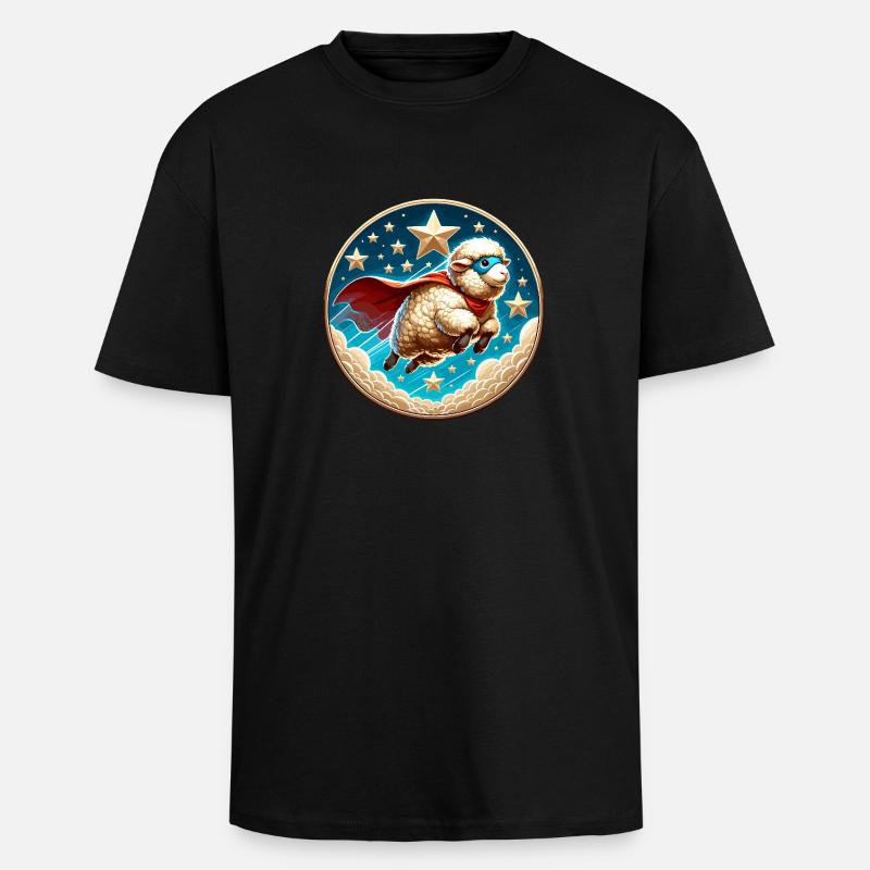 Sheep Superhero Sheep Wool Hero - Unisex Oversized Heavyweight T-shirt - black