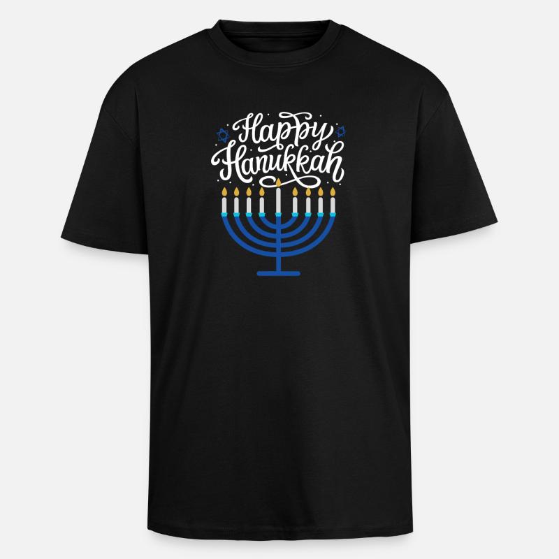 Joyeux Menorah de Hanoucca - T-shirt unisexe oversize épais - noir