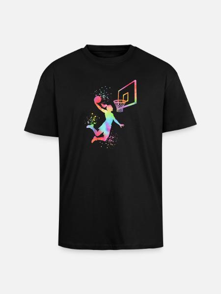 Basket-ball féminin - T-shirt unisexe oversize épais - noir