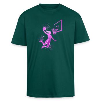 Basketball Girls Basketball Women - Unisex Oversized Heavyweight T-shirt - hunter green - Front - Alina (178cm) & Michal (187cm)