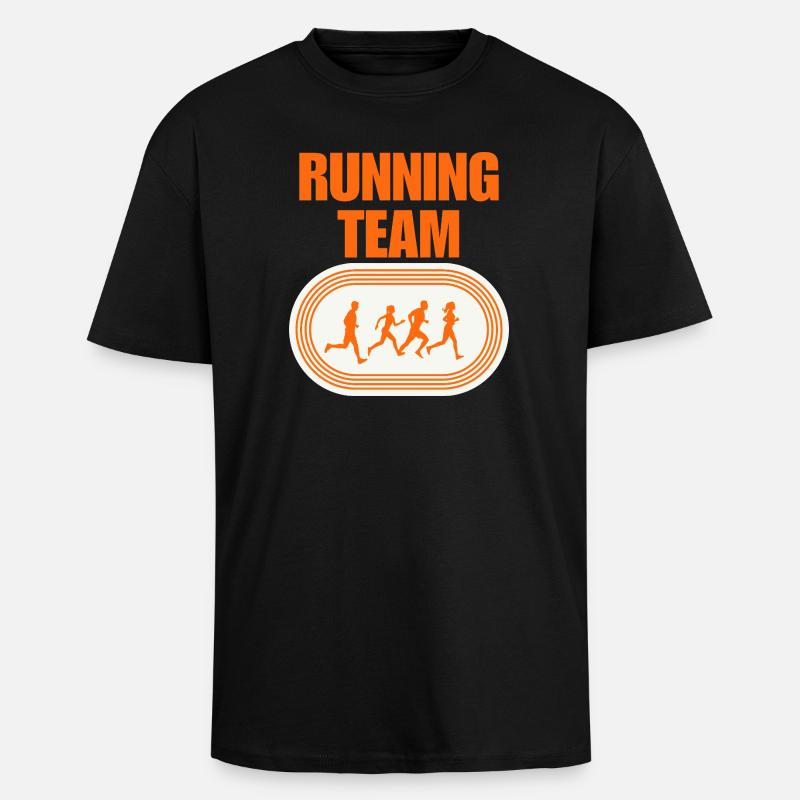 Running Team - Oversized Heavyweight Unisex T-Shirt - Schwarz