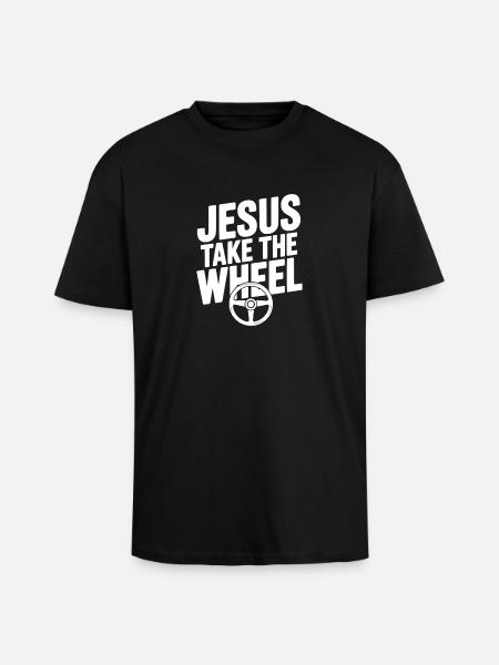 Jesus Take the Wheel - Unisex Oversized Heavyweight T-shirt - black