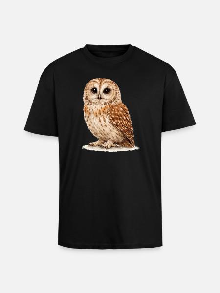 Aquarell Eule Nachtwald - Oversized Heavyweight Unisex T-Shirt - Schwarz