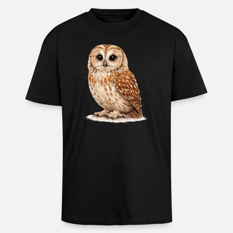 Aquarell Eule Nachtwald - Oversized Heavyweight Unisex T-Shirt - Schwarz