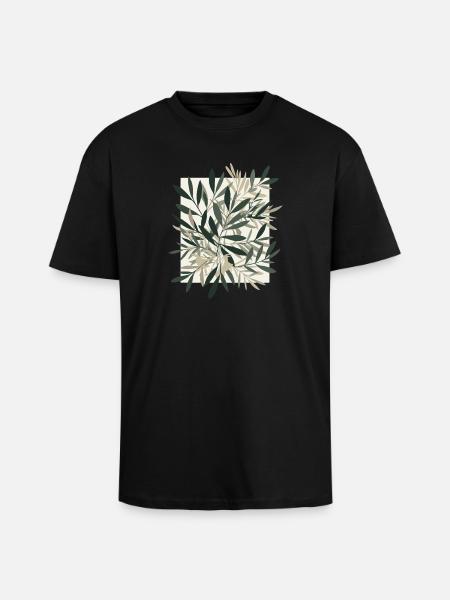 Leaf dance in natural tone - Unisex Oversized Heavyweight T-shirt - black