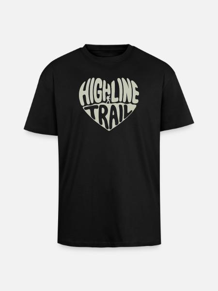 Highline Trail Herz - Oversized Heavyweight Unisex T-Shirt - Schwarz