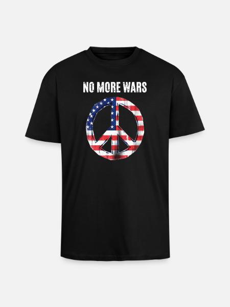 Peace USA Flag Against War - Unisex Oversized Heavyweight T-shirt - black