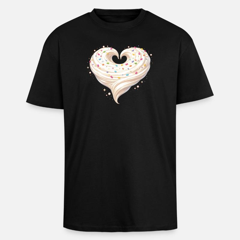 Cream Heart Bak-söt design - Unisex oversized t-shirt i kraftig kvalitet - svart
