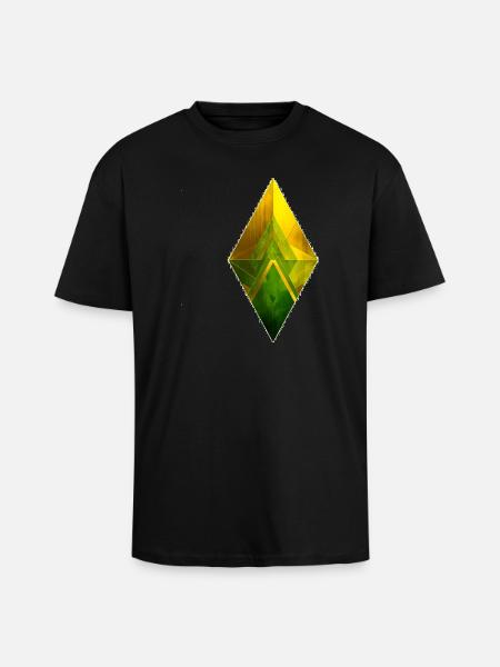 Geometric faceted diamond yellow-green - Unisex Oversized Heavyweight T-shirt - black