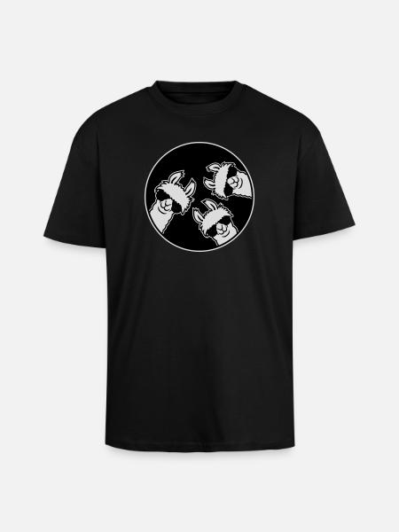 Tre Lama Fighe, Distintivo a Cerchio di Occhiali da Sole Divertente - T-shirt unisex oversize pesante - nero