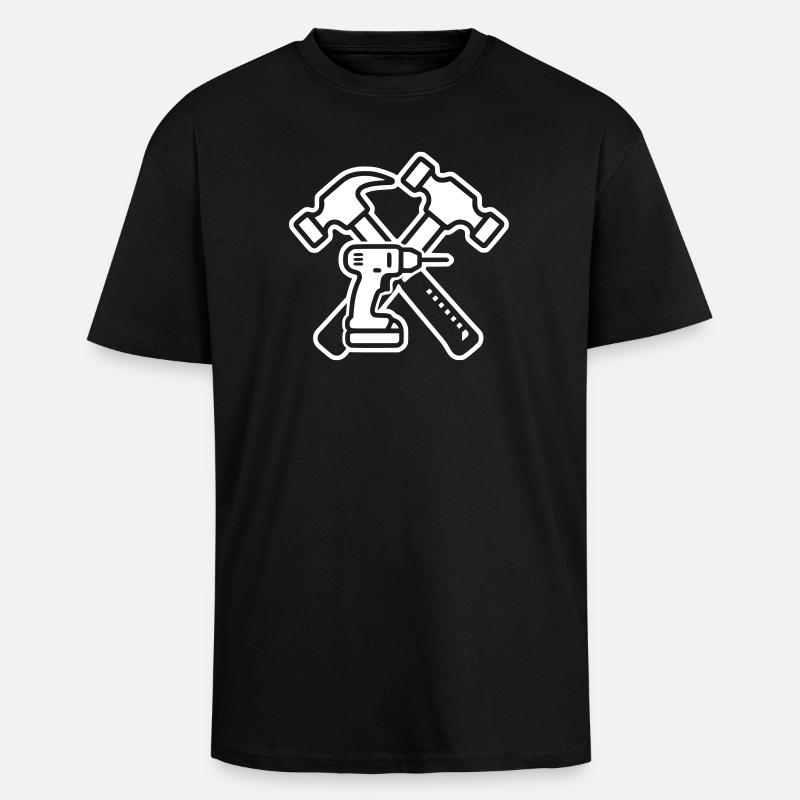 Craftsman Drill Hammers Logo - Unisex Oversized Heavyweight T-shirt - black
