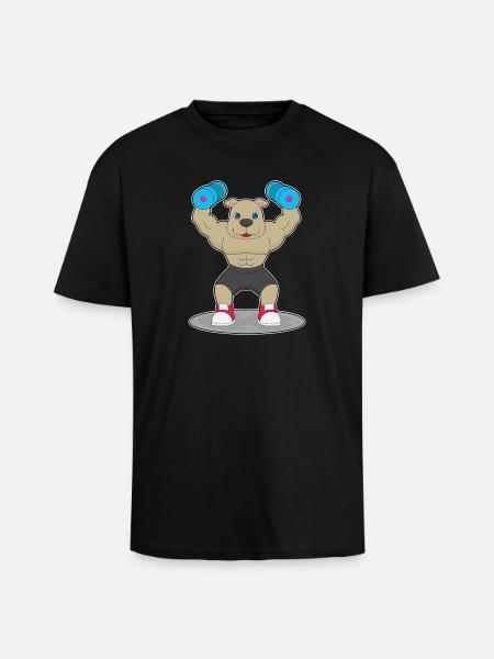 Dog Bodybuilder Dumbbells Bodybuilding - Unisex Oversized Heavyweight T-shirt - black