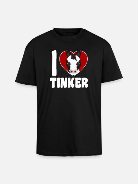 I Love Tinker Horses - Heart - Unisex Oversized Heavyweight T-shirt - black