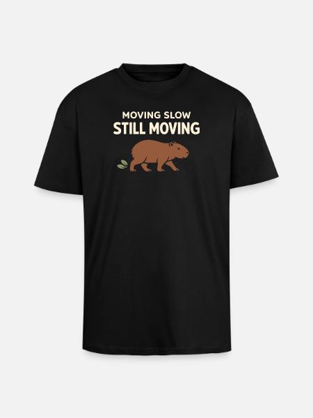 Cute Capybara Stress Reliever, No Stress, - Unisex Oversized Heavyweight T-shirt - black