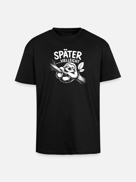 Später Vielleicht Faultier - Oversized Heavyweight Unisex T-Shirt - Schwarz