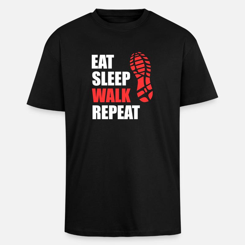 Spise Søvn Gå Gentag - Skoaftryk Vandring - Unisex oversized heavyweight t-shirt - sort