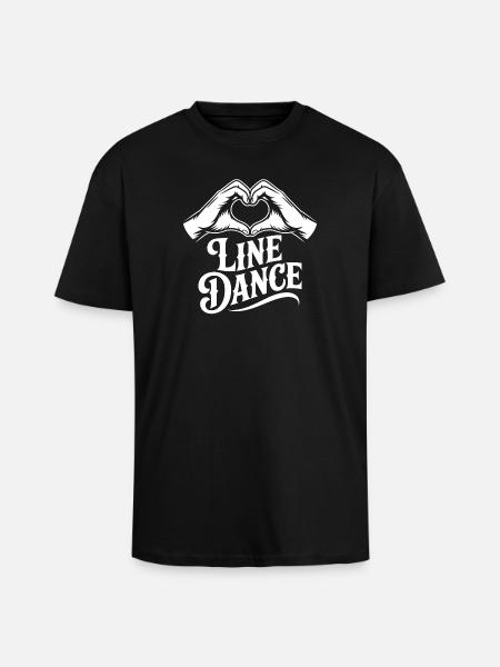 Line Dance Heart Logo - Unisex Oversized Heavyweight T-shirt - black