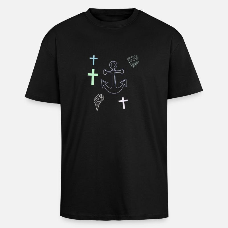 Anker Kreuz Eis maritim - T-shirt unisexe oversize épais - noir