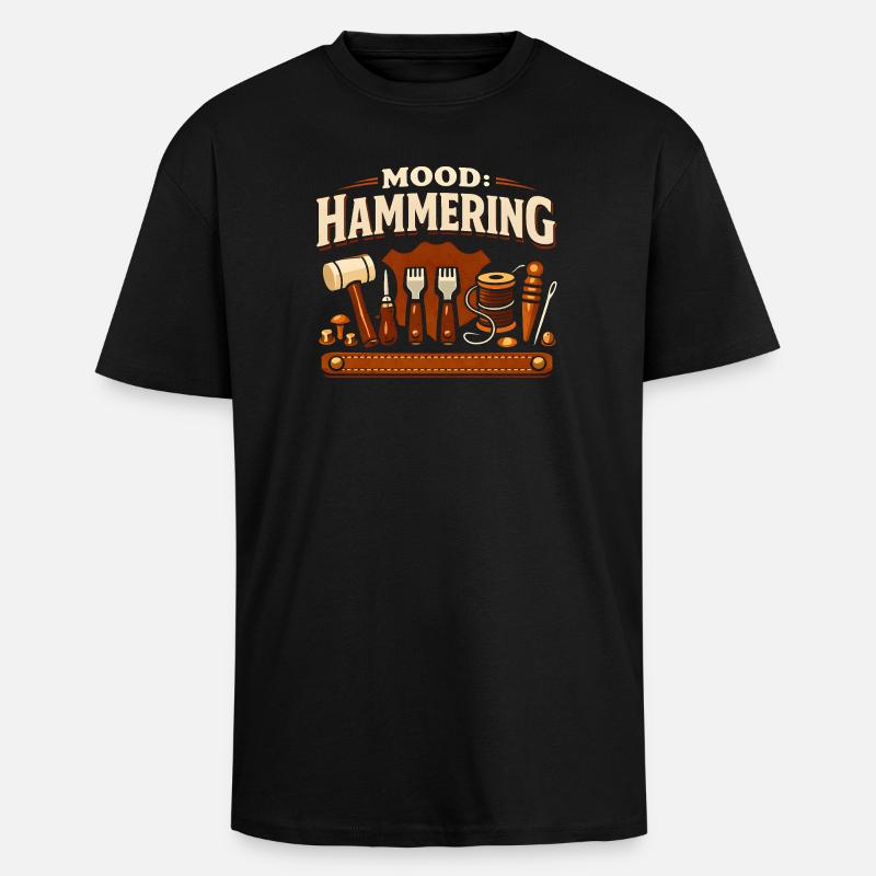 Tuning: Hammering | Leather Tools - Unisex Oversized Heavyweight T-shirt - black