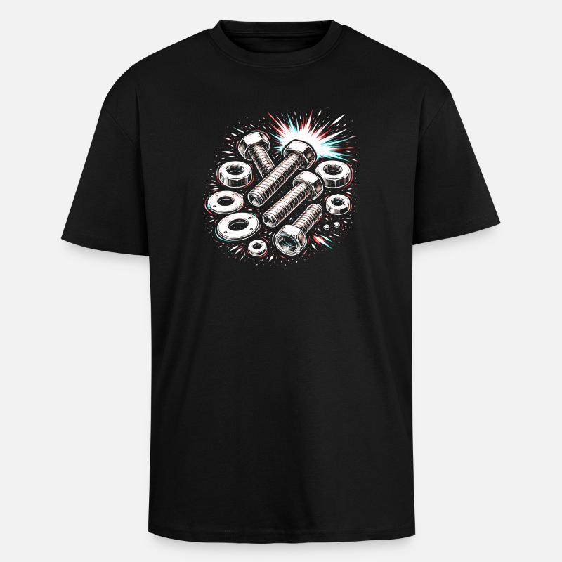 Bolts Nuts Mechanic Tool Design - Unisex Oversized Heavyweight T-shirt - black