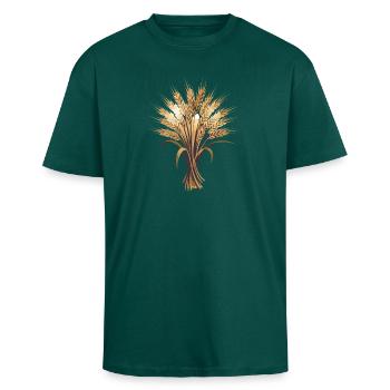  Weizenähren Bund Erntedank Herbst Motiv Für - Oversized Heavyweight Unisex T-Shirt - hunter Green - Vorne - Alina (178cm) & Michal (187cm)