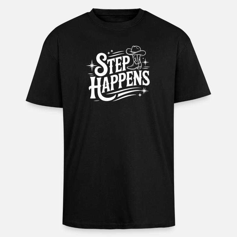 Step Happens Western Line Dance - Oversized Heavyweight Unisex T-Shirt - Schwarz