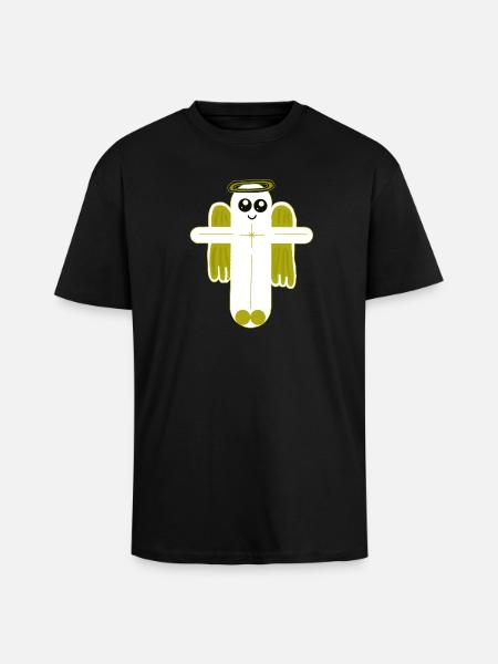 Cross Crucifix Angel Protector - Unisex Oversized Heavyweight T-shirt - black