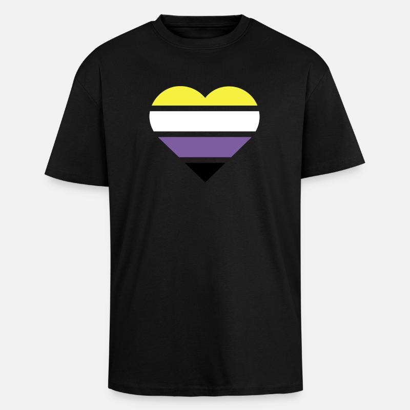 Pride Flag Heart · Nonbinary - Oversized Heavyweight Unisex T-Shirt - Schwarz
