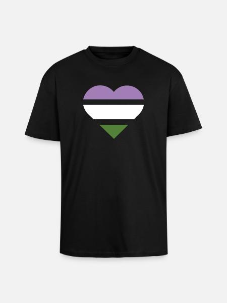 Pride Flag Heart · Genderqueer - Unisex Oversized Heavyweight T-shirt - black