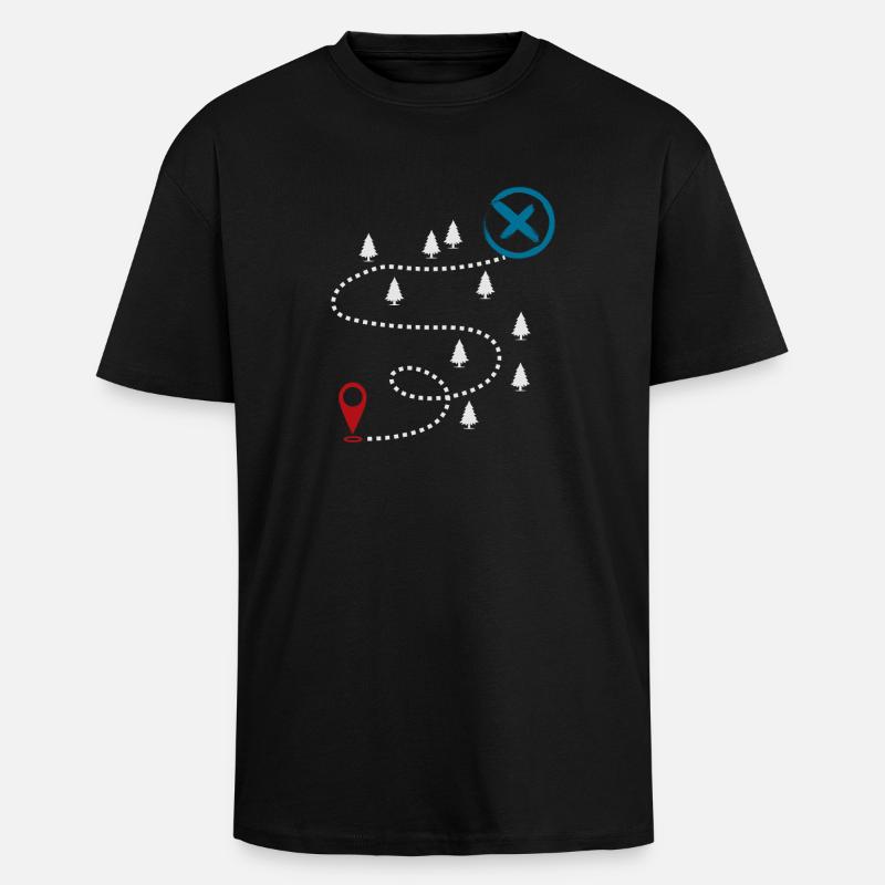 Adventure Trail Map Geocaching Graphic - Unisex Oversized Heavyweight T-shirt - black