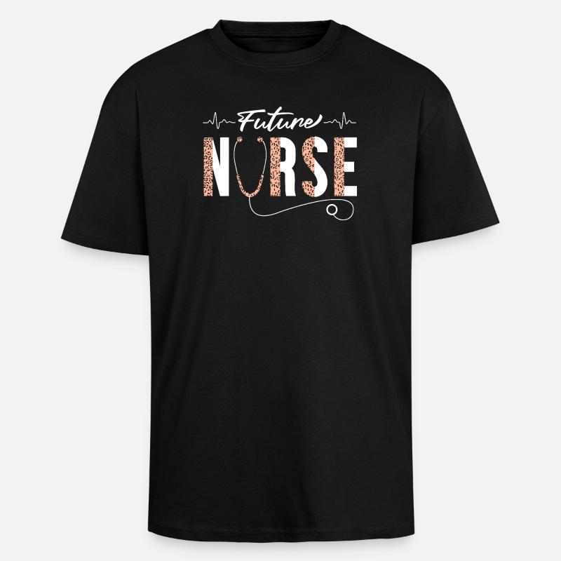 Future Nurse Stethoscope Emblem - Unisex Oversized Heavyweight T-shirt - black