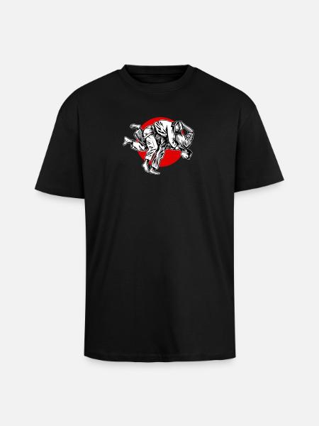 judo-uchi-mata-illu-japan-karstistyle - Unisex Oversized Heavyweight T-shirt - black