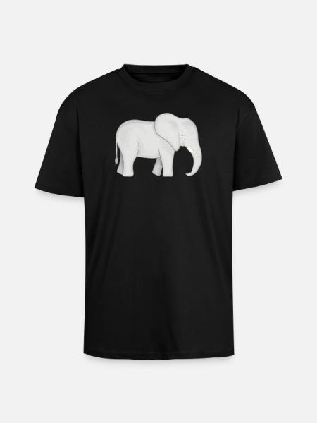 White Elephant Drawing - Unisex Oversized Heavyweight T-shirt - black