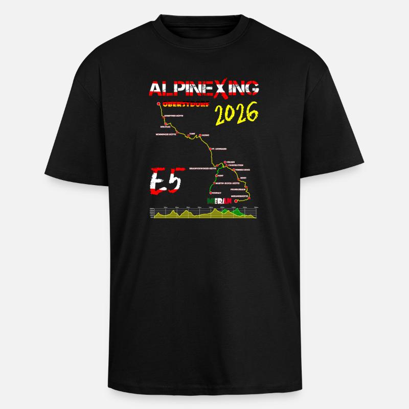 E5 Oberstdorf Merano 2026 - T-shirt unisexe oversize épais - noir