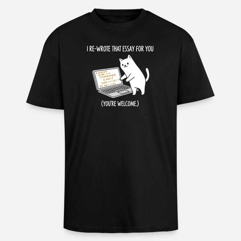 Code Cat spiega i compiti - T-shirt unisex oversize pesante - nero
