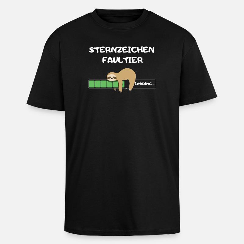 Sternzeichen Faultier Loading - Oversized Heavyweight Unisex T-Shirt - Schwarz