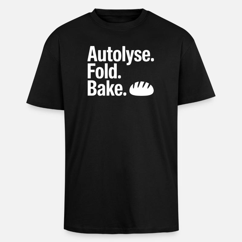 Autolyse Fold Bake Bread Art - Unisex Oversized Heavyweight T-shirt - black
