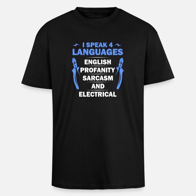 Je parle 4 langues Tee - T-shirt unisexe oversize épais - noir