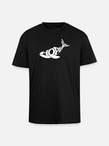 HOPE THE WHALE - Unisex Oversized Heavyweight T-shirt - black