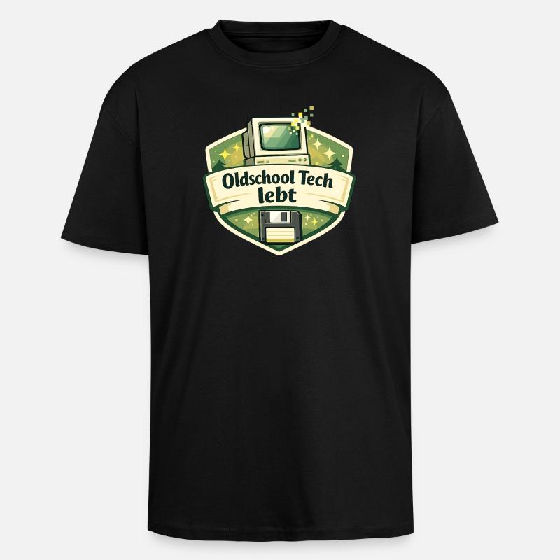 Oldschool Tech lebt - Oversized Heavyweight Unisex T-Shirt - Schwarz
