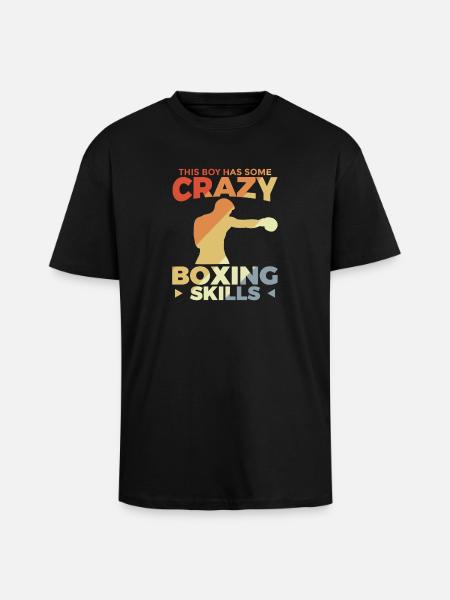 This Boy Has Some Crazy Boxing Skills - Unisex Oversized Heavyweight T-shirt - black