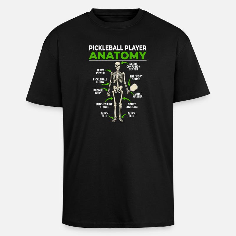 Illustration anatomique du pickleball Davinci - T-shirt unisexe oversize épais - noir