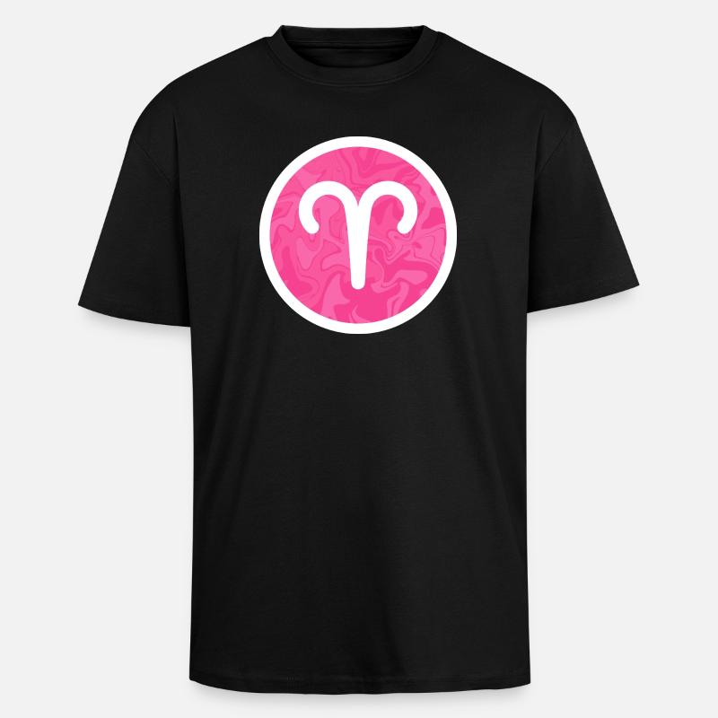 Widder-Sternzeichen Rosa Marmorsymbol - Oversized Heavyweight Unisex T-Shirt - Schwarz