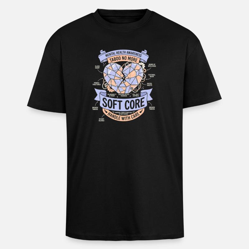 Manipuler avec soin - T-shirt unisexe oversize épais - noir