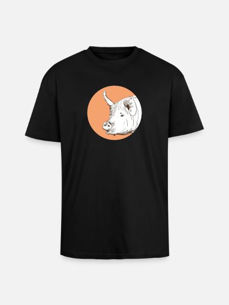 Cochon - T-shirt unisexe oversize épais - noir
