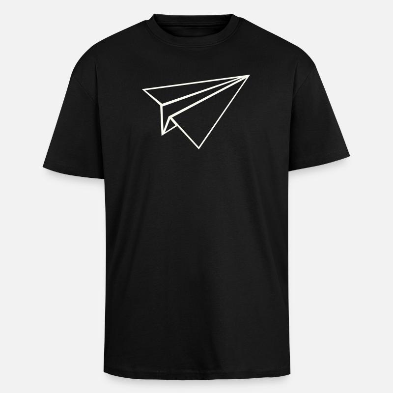 Papierflugzeug Linienkunst - Oversized Heavyweight Unisex T-Shirt - Schwarz