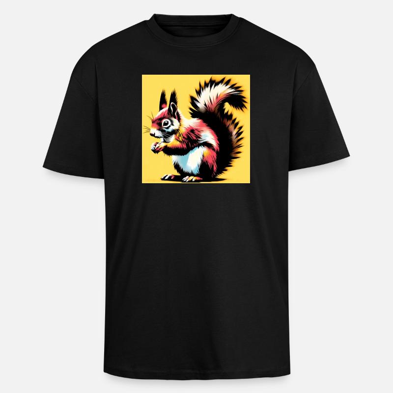 squirrel - Unisex Oversized Heavyweight T-shirt - black